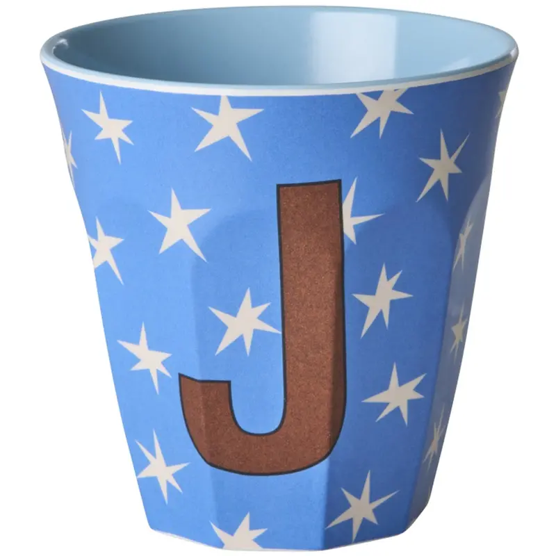 Rice Flowers Medium Melamine Cup With The Letter J 1