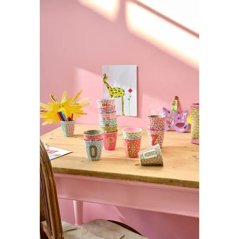 Rice Flowers Medium Melamine Cup With The Letter J 2