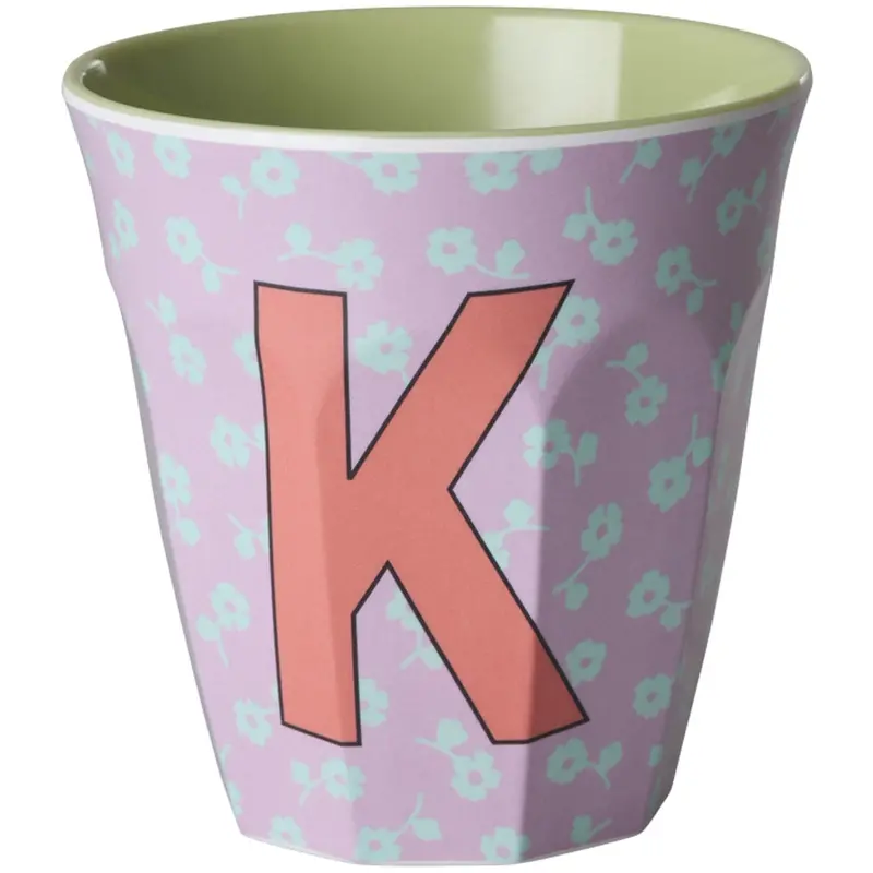 Rice Flowers Medium Melamine Cup With The Letter K 1