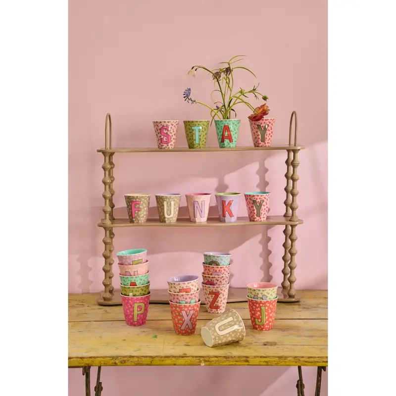 Rice Flowers Medium Melamine Cup With The Letter K 2