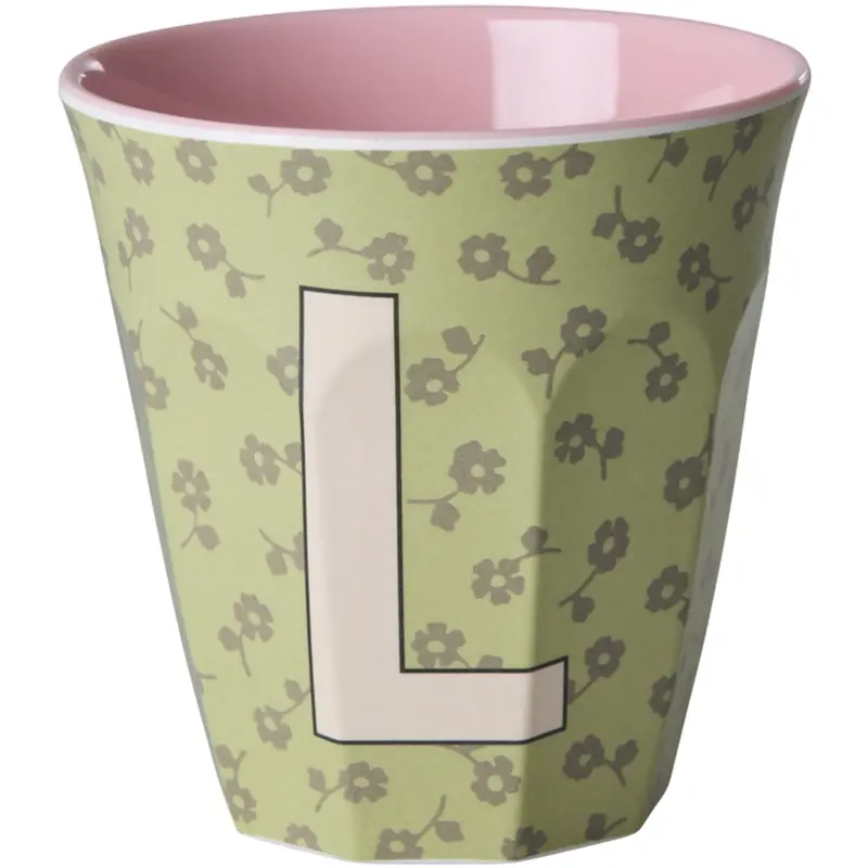 Rice Flowers Medium Melamine Cup With The Letter L 1