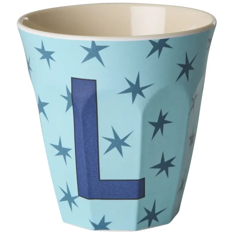 Rice Flowers Medium Melamine Cup With The Letter L 1