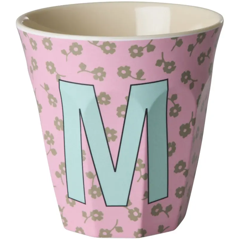 Rice Flowers Medium Melamine Cup With The Letter M 1