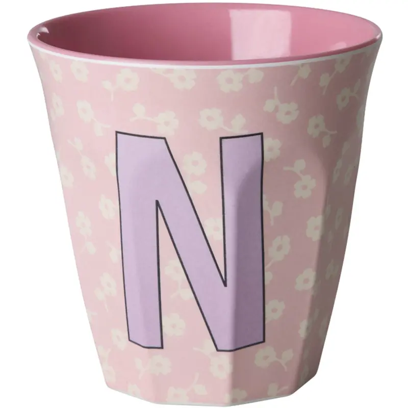 Rice Flowers Medium Melamine Cup With The Letter N 1
