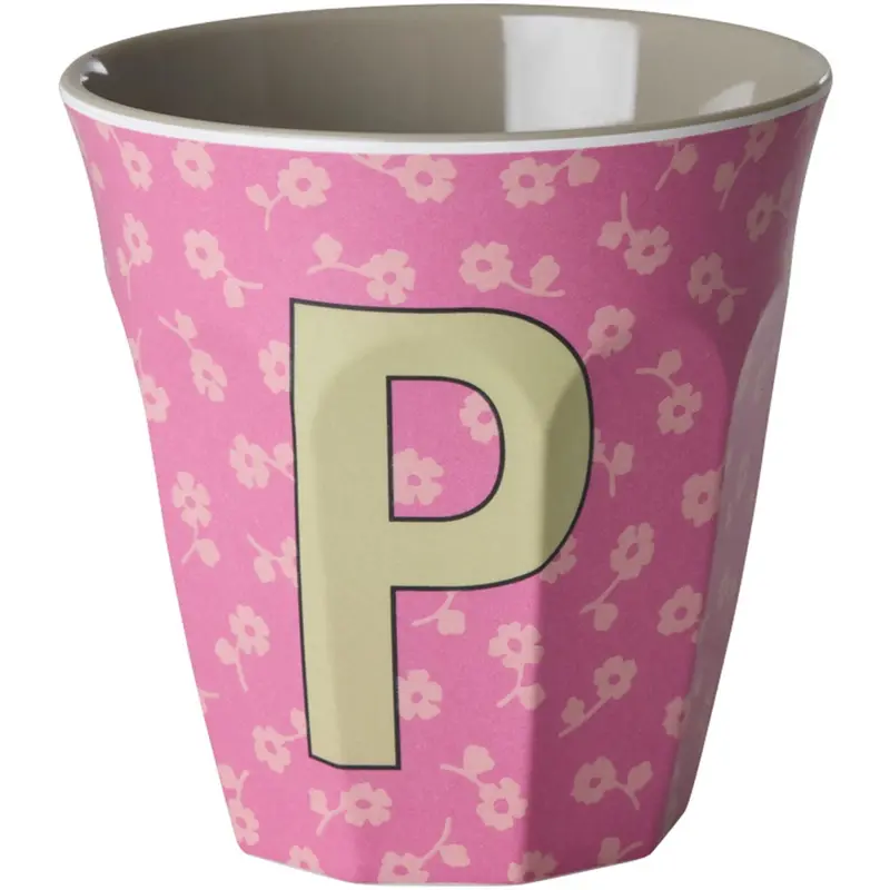 Rice Flowers Medium Melamine Cup With The Letter P 1