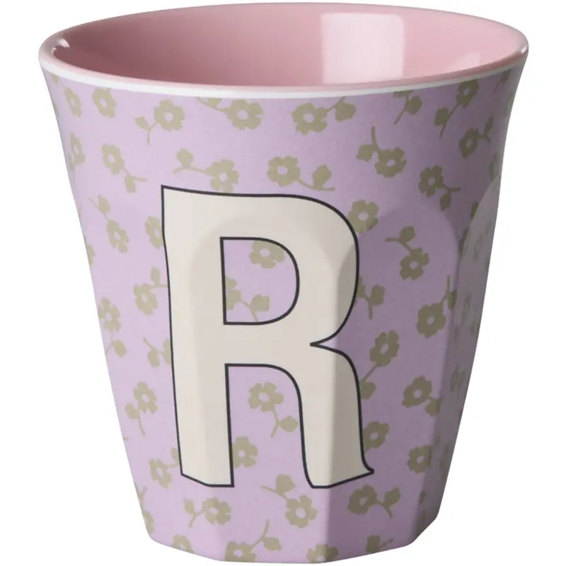 Rice Flowers Medium Melamine Cup With The Letter R 1