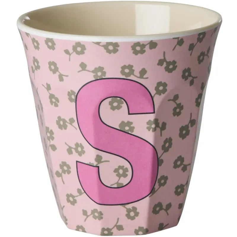 Rice Flowers Medium Melamine Cup With The Letter S 1