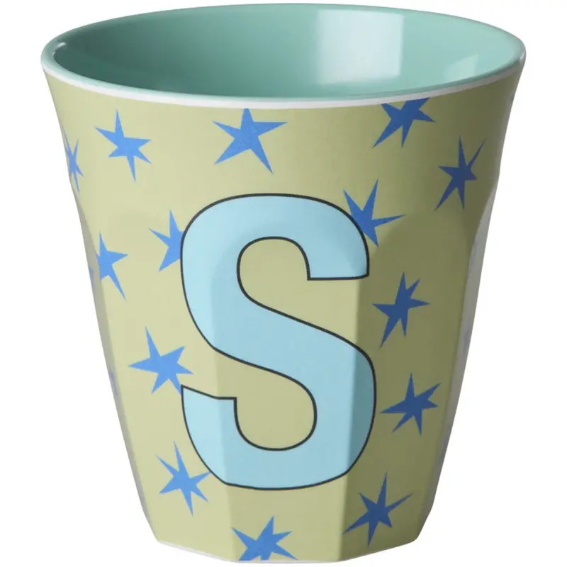 Rice Flowers Medium Melamine Cup With The Letter S 1