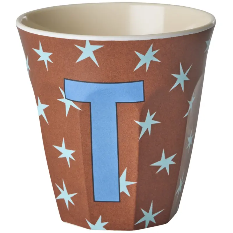 Rice Flowers Medium Melamine Cup With The Letter T 1