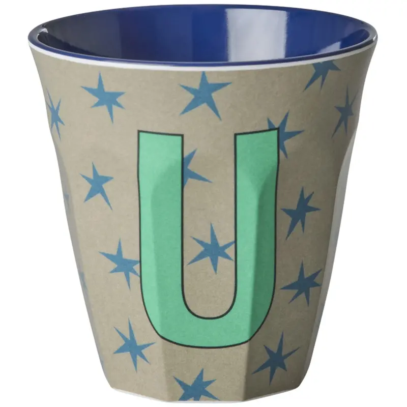 Rice Flowers Medium Melamine Cup With The Letter U 1