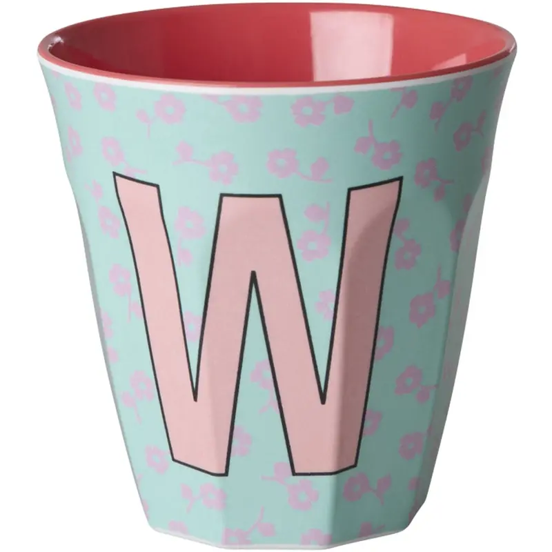 Rice Flowers Medium Melamine Cup With The Letter W 1