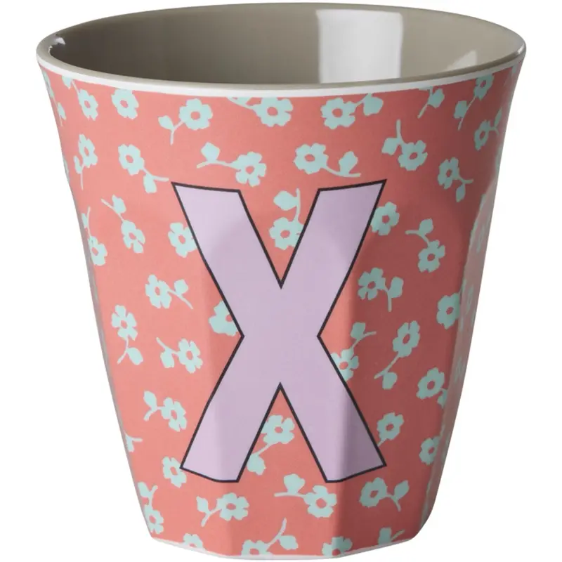 Rice Flowers Medium Melamine Cup With The Letter X 1