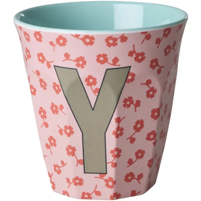 Rice Flowers Medium Melamine Cup With The Letter Y 1