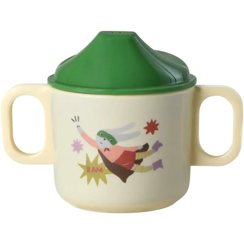 Rice Melamine 2 Handle Baby Cup With Hero Print - Green - 250 Ml 1
