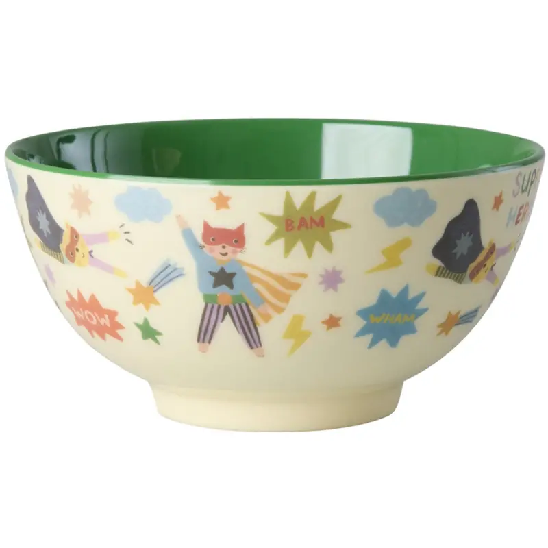 Rice Melamine Bowl With Hero Print - Medium - Green - 700 Ml 1