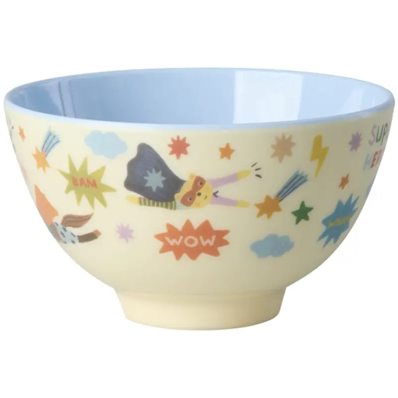Rice Melamine Bowl With Hero Print - Small - Soft Blue - 300 Ml 1