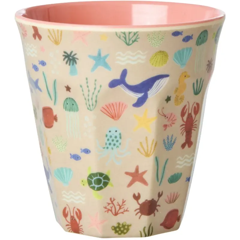 Rice Melamine Cup With Coral Ocean Print - Medium - 250 Ml 1