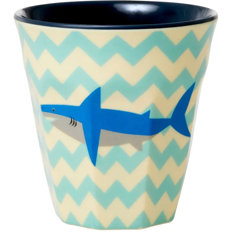 Rice Melamine Cup With Shark Print - Medium - 250 Ml 1