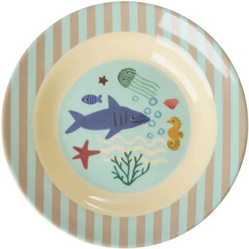 Rice Melamine Kids Bowl With Blue Ocean Print - 250 Ml 1