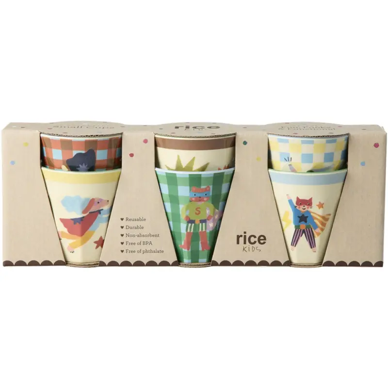 Rice Melamine Kids Cup With Hero Print - Green - Small - 6 Pack - 160 Ml 1