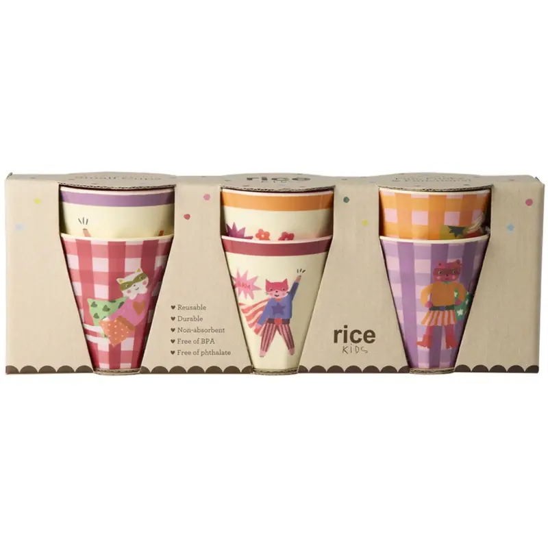 Rice Melamine Kids Cup With Hero Print - Pink - Small - 6 Pack - 160 Ml 1