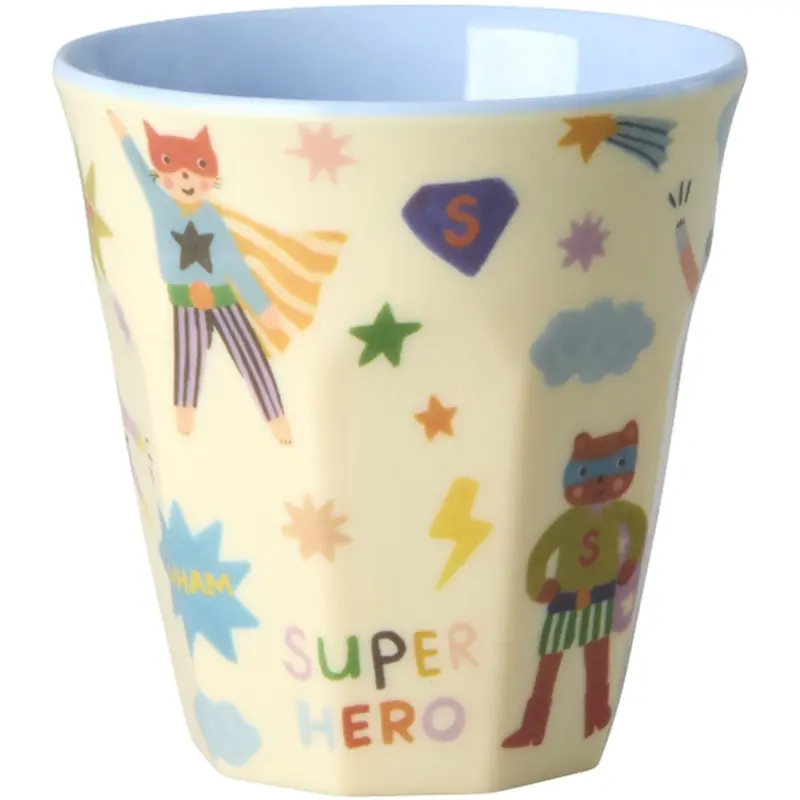 Rice Melamine Kids Cup With Hero Print - Small - Soft Blue - 160 Ml 1