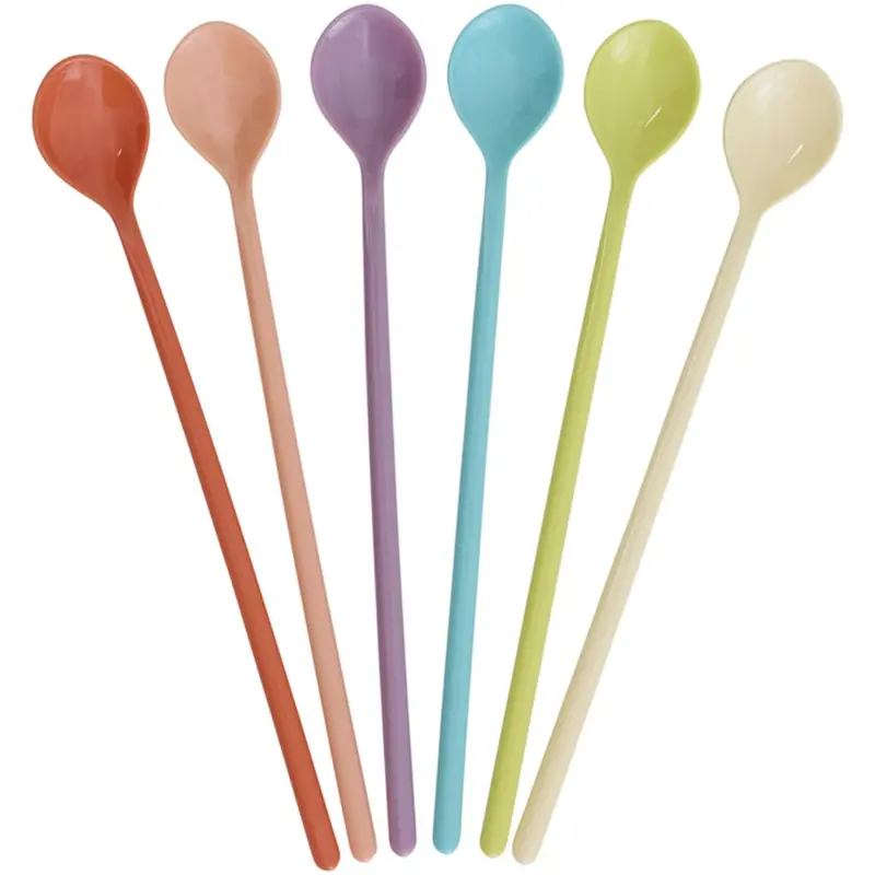 Rice Melamine Latte Spoons In Asst. Glory Days Colors - Set Of 6 1