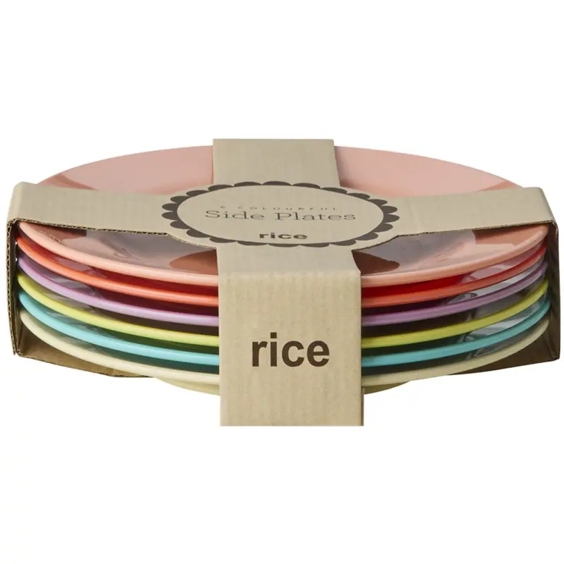 Rice Melamine Round Side Plates In Asst. Glory Days Colors - 6 Pack 1