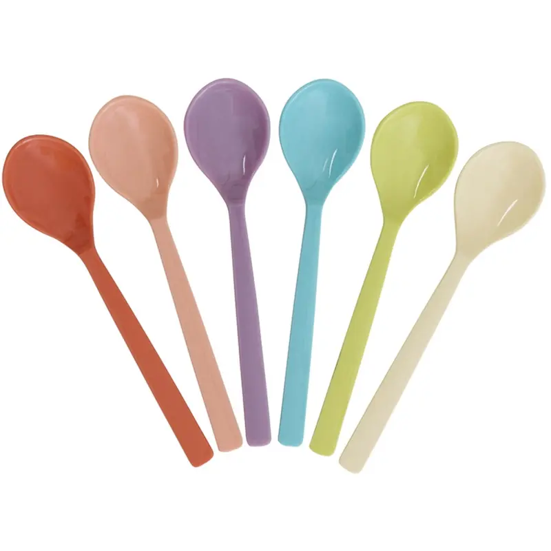 Rice Melamine Tea Spoon In Asst. Glory Days Colors - Set Of 6 1