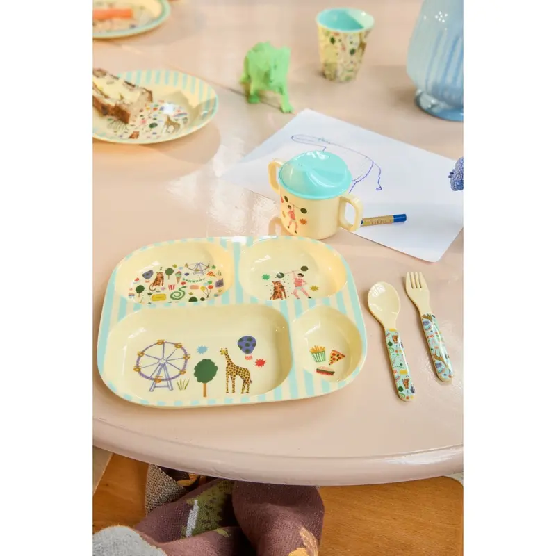 Rice Mint Fun Fair Print Baby Melamine Spoon And Fork 2