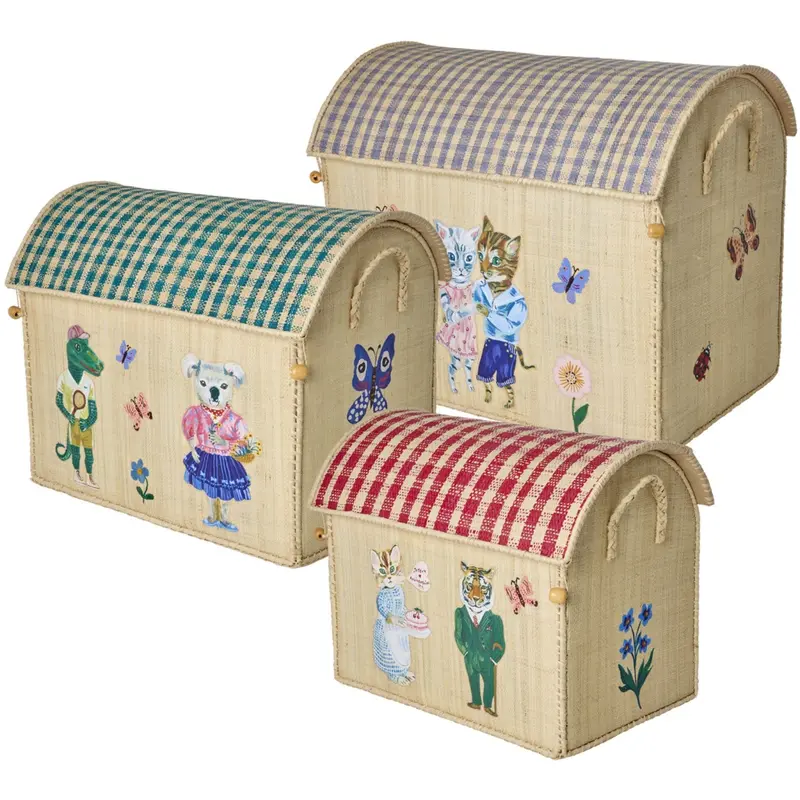 Rice Nathalie Lété Theme Raffia Toy Baskets 3-Pack 1