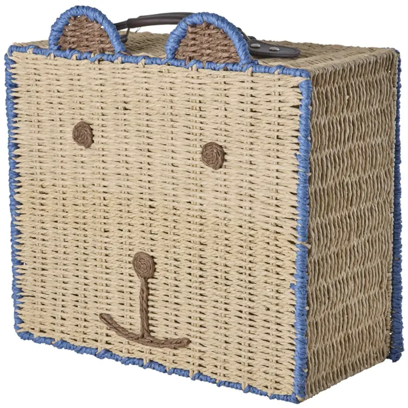 Rice Paper Rope Suitcase In Bear Shape With Blue Details 1