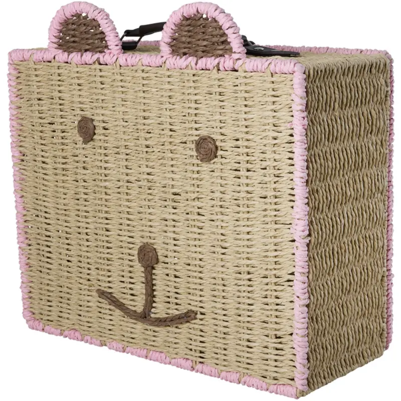 Rice Paper Rope Suitcase In Bear Shape With Pink Details 1