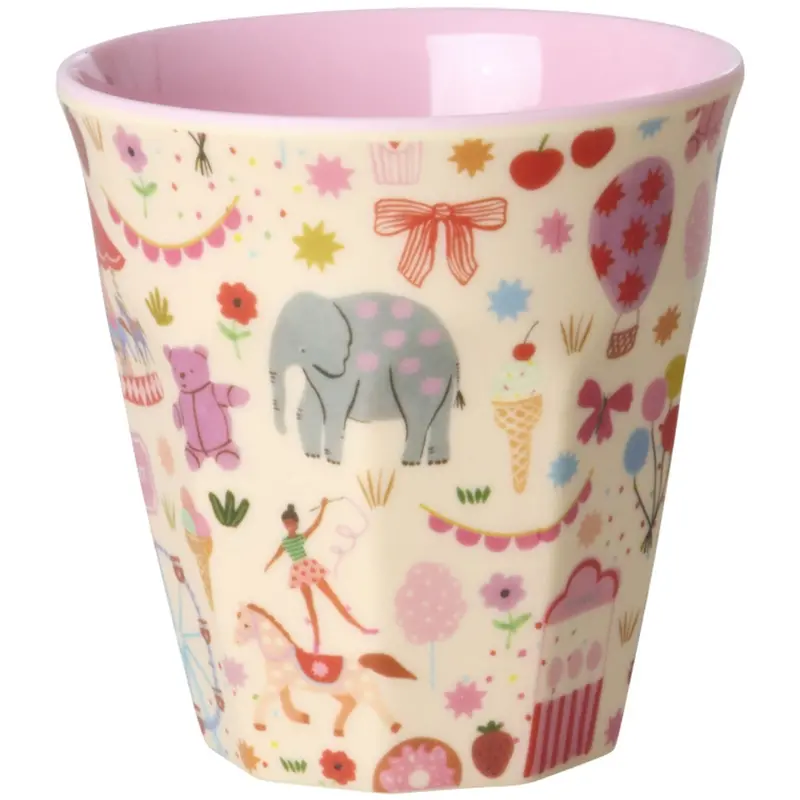 Rice Pink Fun Fair Print Melamine Kids Cup Small 160 Ml 1