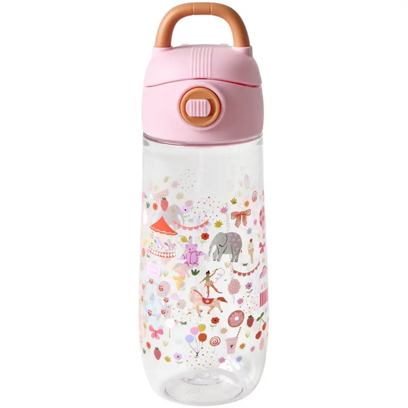 Rice Pink Fun Fair Print Plastic Kids Drinking Bottle 550 Ml 1