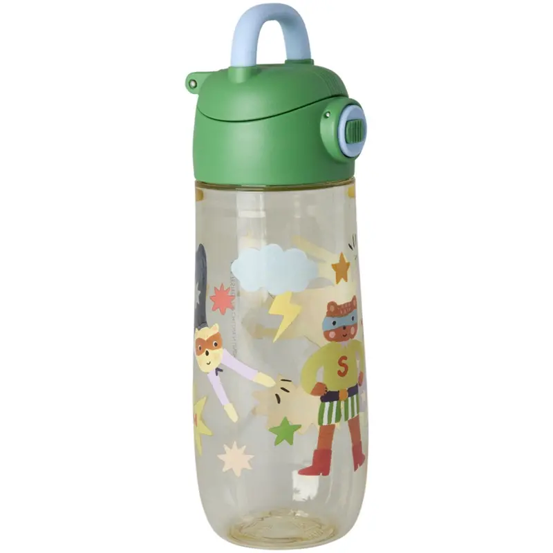 Rice Plastic Kids Drinking Bottle With Hero Print - Green - 550 Ml 1
