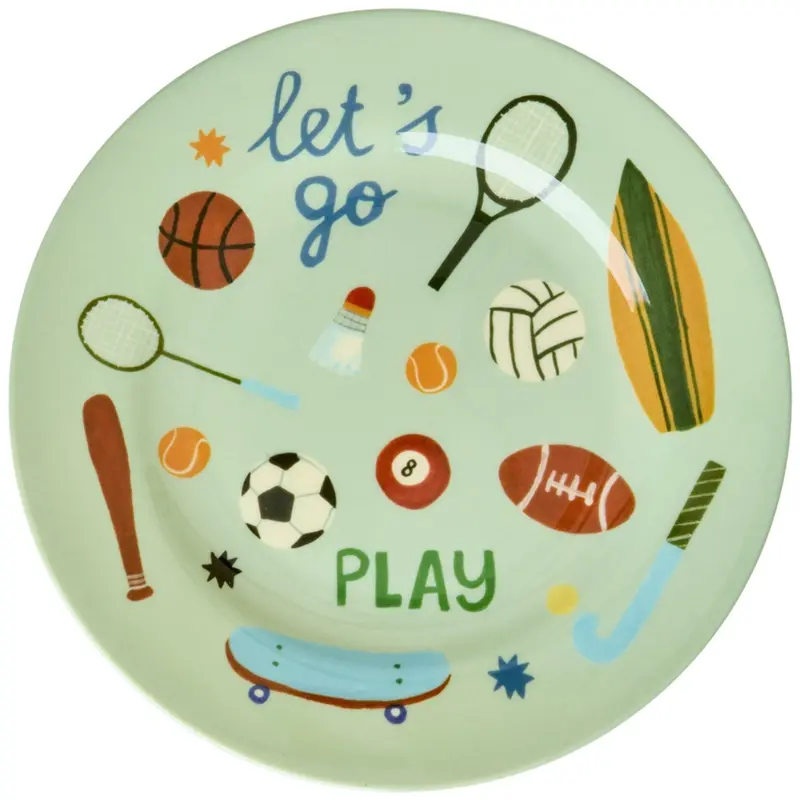 Rice Sports Print Melamine Round Side Plates 1