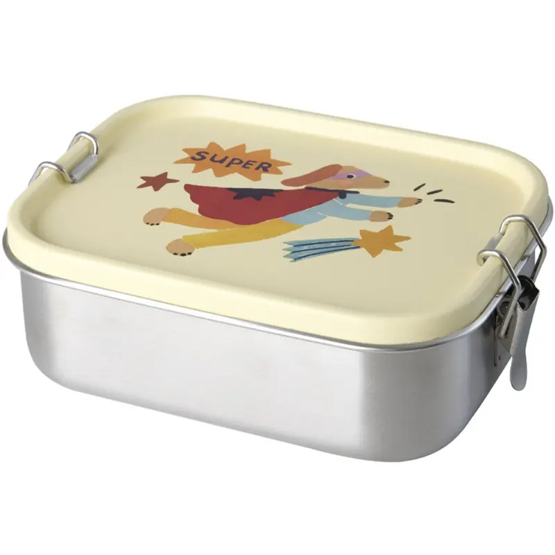 Rice Stainless Steel Lunchbox With Moveable Divider And Hero Print - Cream - Small - 800 Ml 1