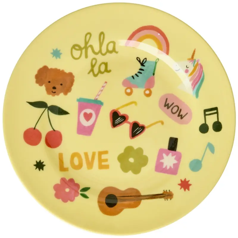 Rice Unicorn Love Print Melamine Round Side Plates 1