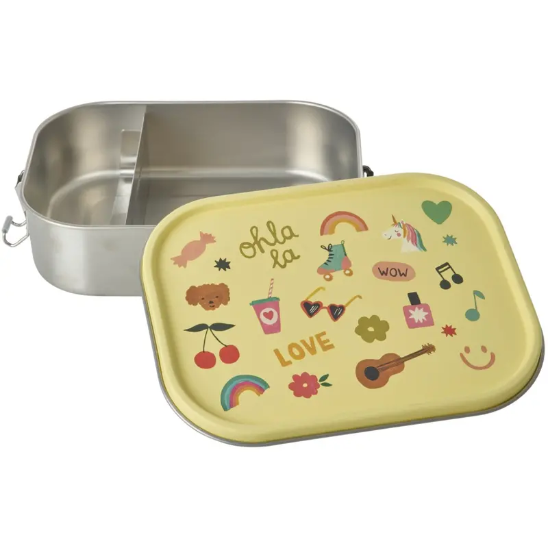 Rice Unicorn Love Print Stainless Steel Lunchbox With Moveable Divider Large 1400 Ml 1