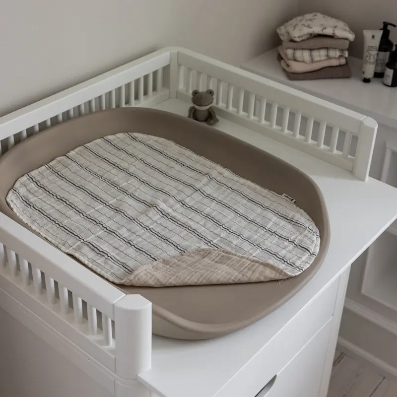 Sebra Beige Stripe Changing Mat Towels 2-Pack Muslin 2