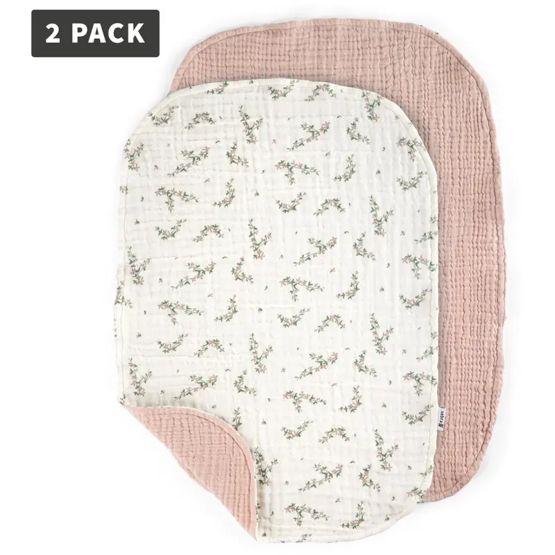 Sebra Rose Powder Blossom Changing Mat Towels 2-Pack Muslin 1