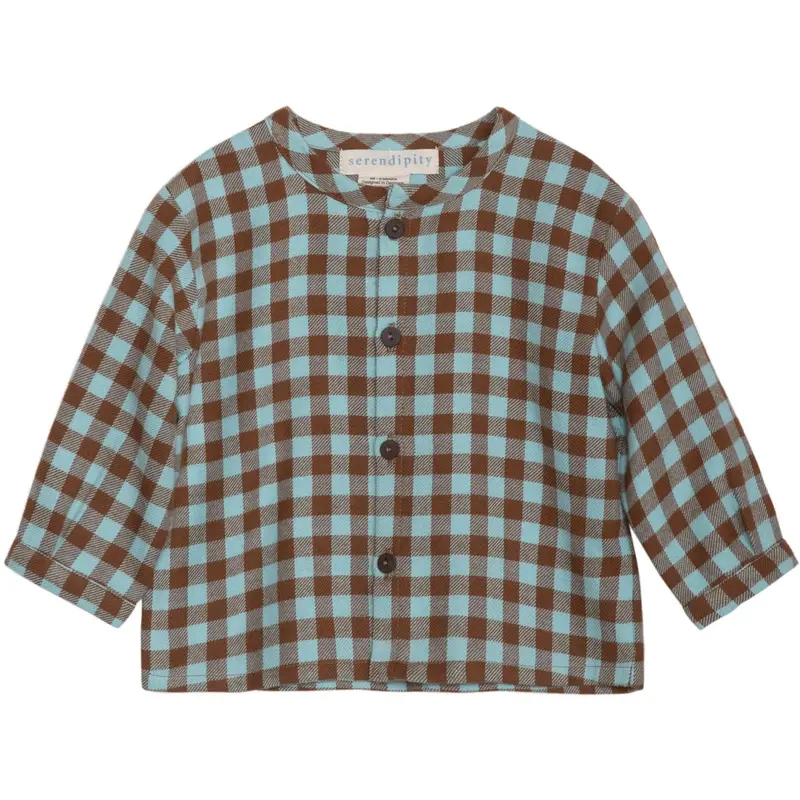 Serendipity Coffee Checks Baby Brushed Shirt 1