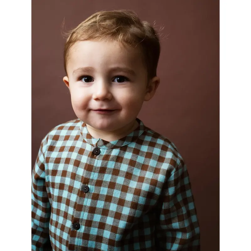 Serendipity Coffee Checks Baby Brushed Shirt 2