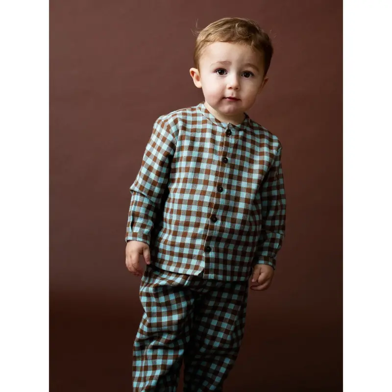 Serendipity Coffee Checks Baby Brushed Shirt 3