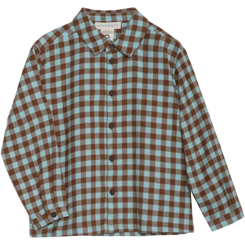 Serendipity Coffee Checks Brushed Collar Shirt 1