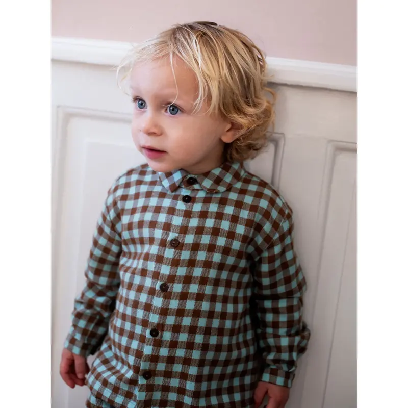 Serendipity Coffee Checks Brushed Collar Shirt 2