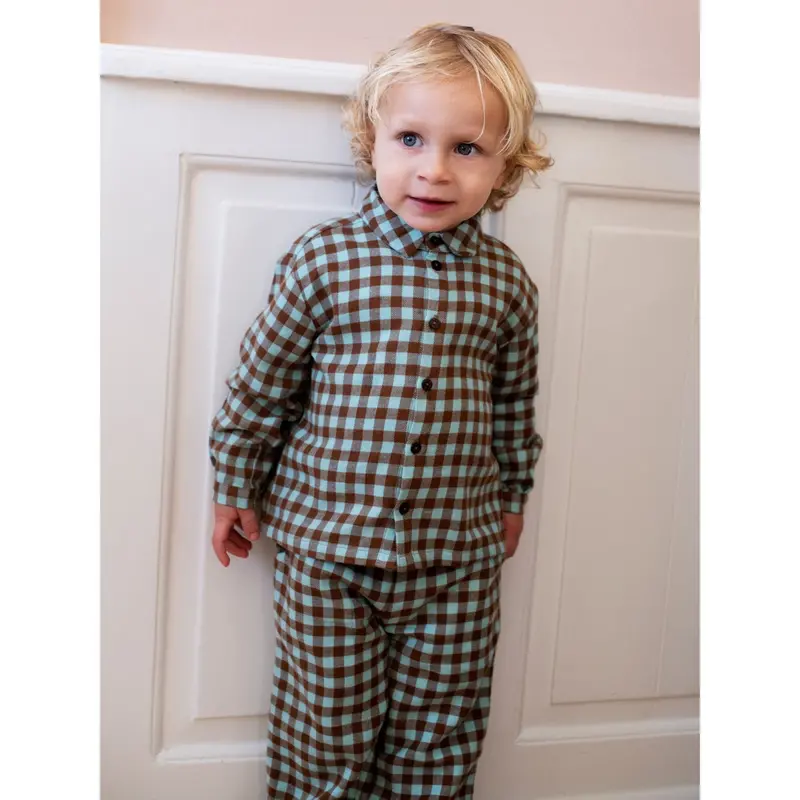 Serendipity Coffee Checks Brushed Collar Shirt 3