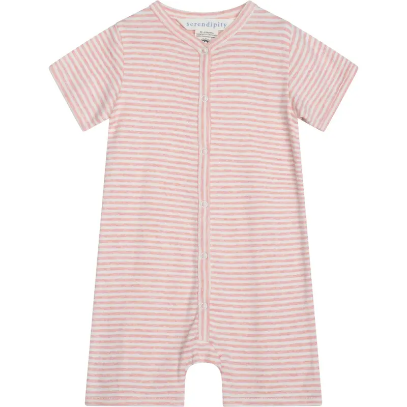 Serendipity Coral/Offwhite Baby Short Suit Stripe 1