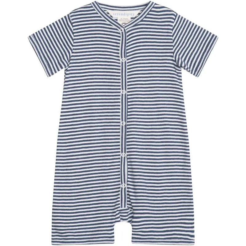 Serendipity Navy/Offwhite Baby Short Suit Stripe 1